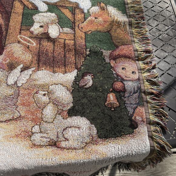 Vtg Christmas Nativity Throw Blanket Child Holy Family 54”x 47 1999 Morehead - Picture 3 of 8